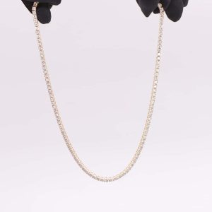 14k Yellow Gold Tennis 10-pointer Diamond Chain 17 inch – Luxury...
