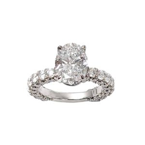 4.51 tcw Oval and Round Cut Natural Diamonds Engagement Ring Set...