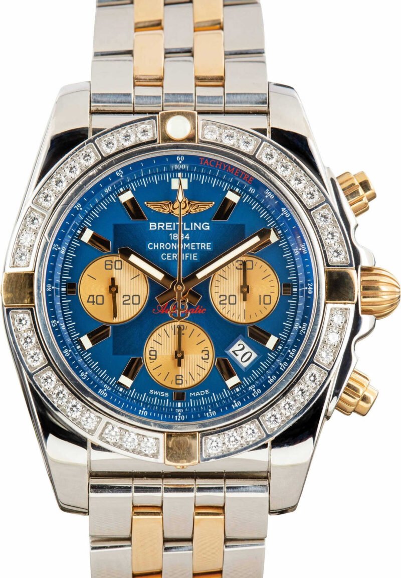 Breitling Chronomat 44 Blue Dial Diamond Bezel - Chrono Swiss Watch Breitling Chronomat 44 Blue Dial Diamond Bezel - Chrono Swiss Watch