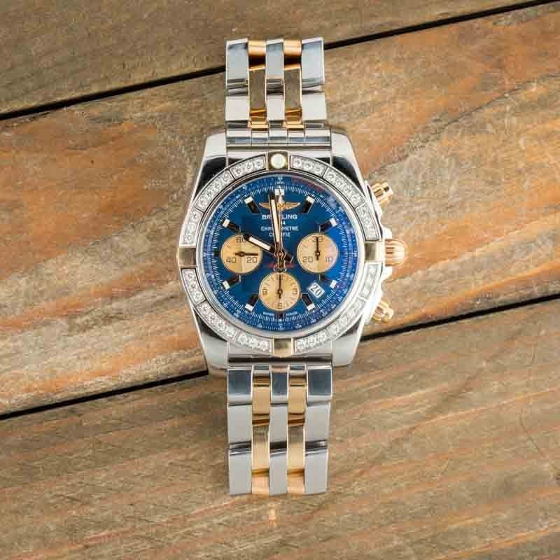 Breitling Chronomat 44 Blue Dial Diamond Bezel - Chrono Swiss Watch Breitling Chronomat 44 Blue Dial Diamond Bezel - Chrono Swiss Watch