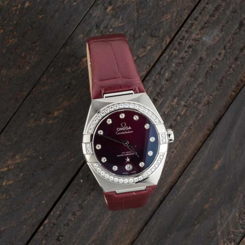 Omega Constellation Red Diamond Dial - Chrono Swiss Watch Omega Constellation Red Diamond Dial - Chrono Swiss Watch