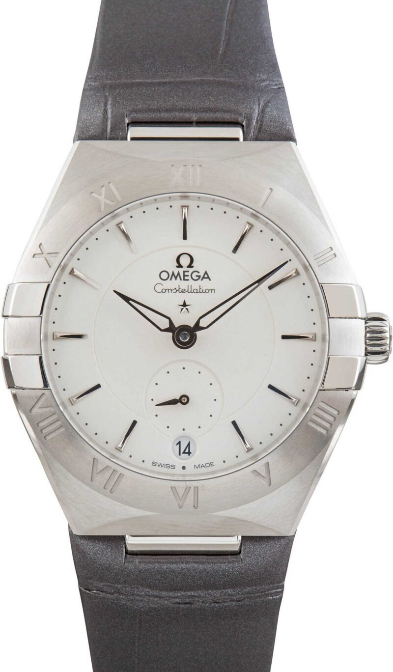 Omega Constellation Steel on Leather Silver Dial - Chrono Swiss Watch Omega Constellation Steel on Leather Silver Dial - Chrono Swiss Watch