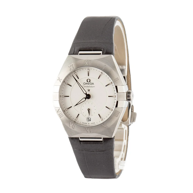 Omega Constellation Steel on Leather Silver Dial - Chrono Swiss Watch Omega Constellation Steel on Leather Silver Dial - Chrono Swiss Watch