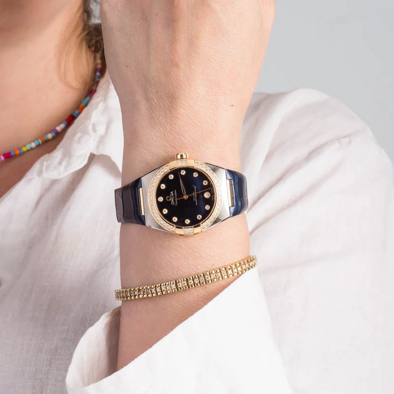 Omega Constellation Two Tone Blue Diamond Dial - Chrono Swiss Watch Omega Constellation Two Tone Blue Diamond Dial - Chrono Swiss Watch