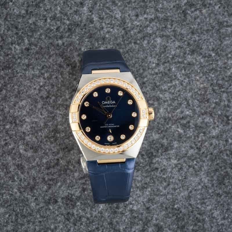 Omega Constellation Two Tone Blue Diamond Dial - Chrono Swiss Watch Omega Constellation Two Tone Blue Diamond Dial - Chrono Swiss Watch