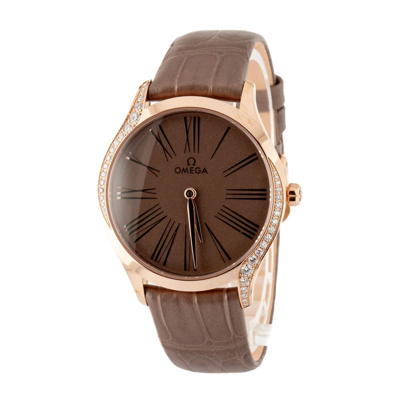 Omega De Ville Tresor Sedna Gold Brown Roman Dial - Chrono Swiss Watch Omega De Ville Tresor Sedna Gold Brown Roman Dial - Chrono Swiss Watch