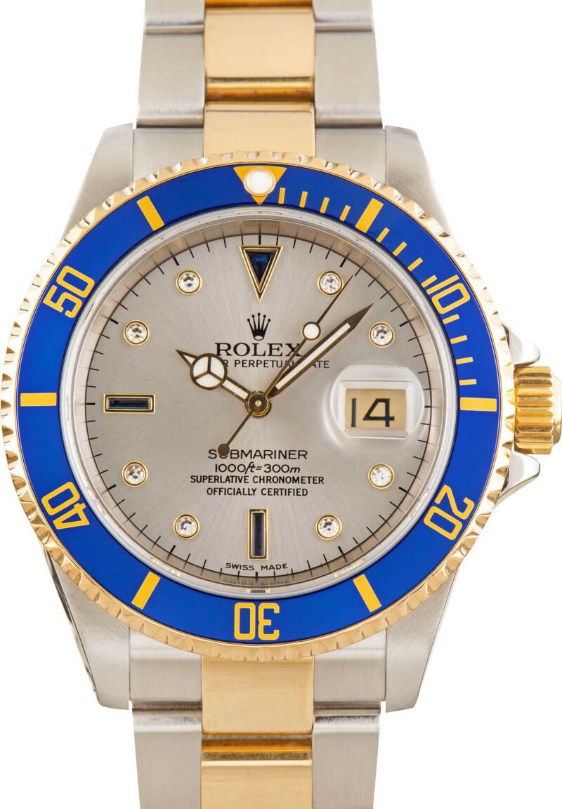 Used Serti Dial Rolex Submariner 16613 Steel & Gold - Chrono Swiss Watch Used Serti Dial Rolex Submariner 16613 Steel & Gold - Chrono Swiss Watch