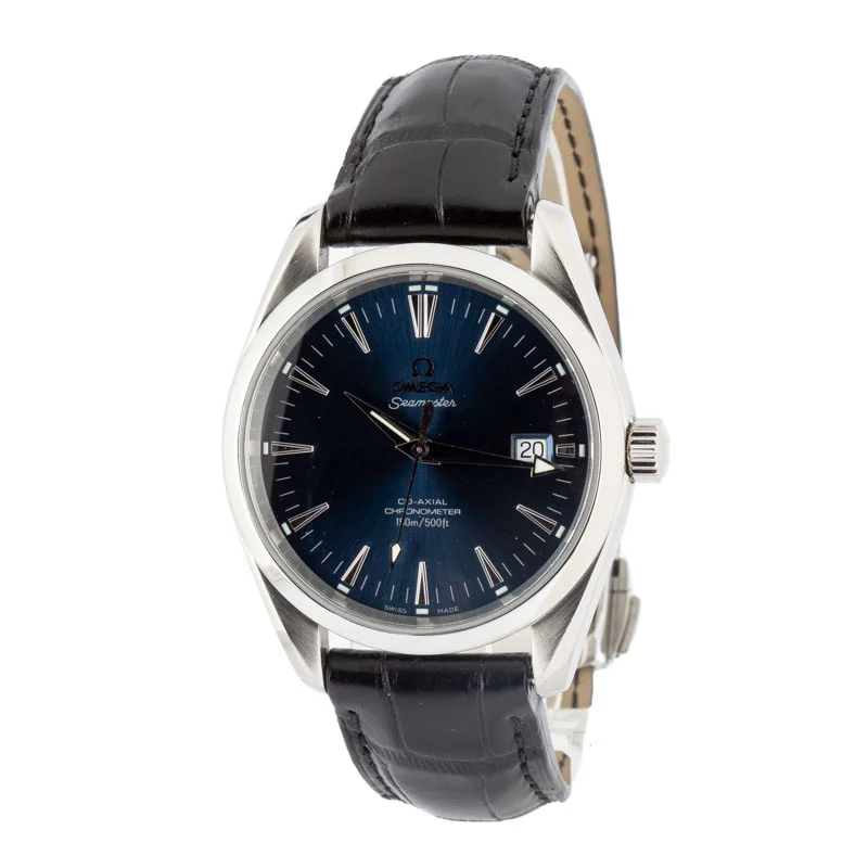 Used Steel Omega Seamaster Blue Dial - Chrono Swiss Watch Used Steel Omega Seamaster Blue Dial - Chrono Swiss Watch