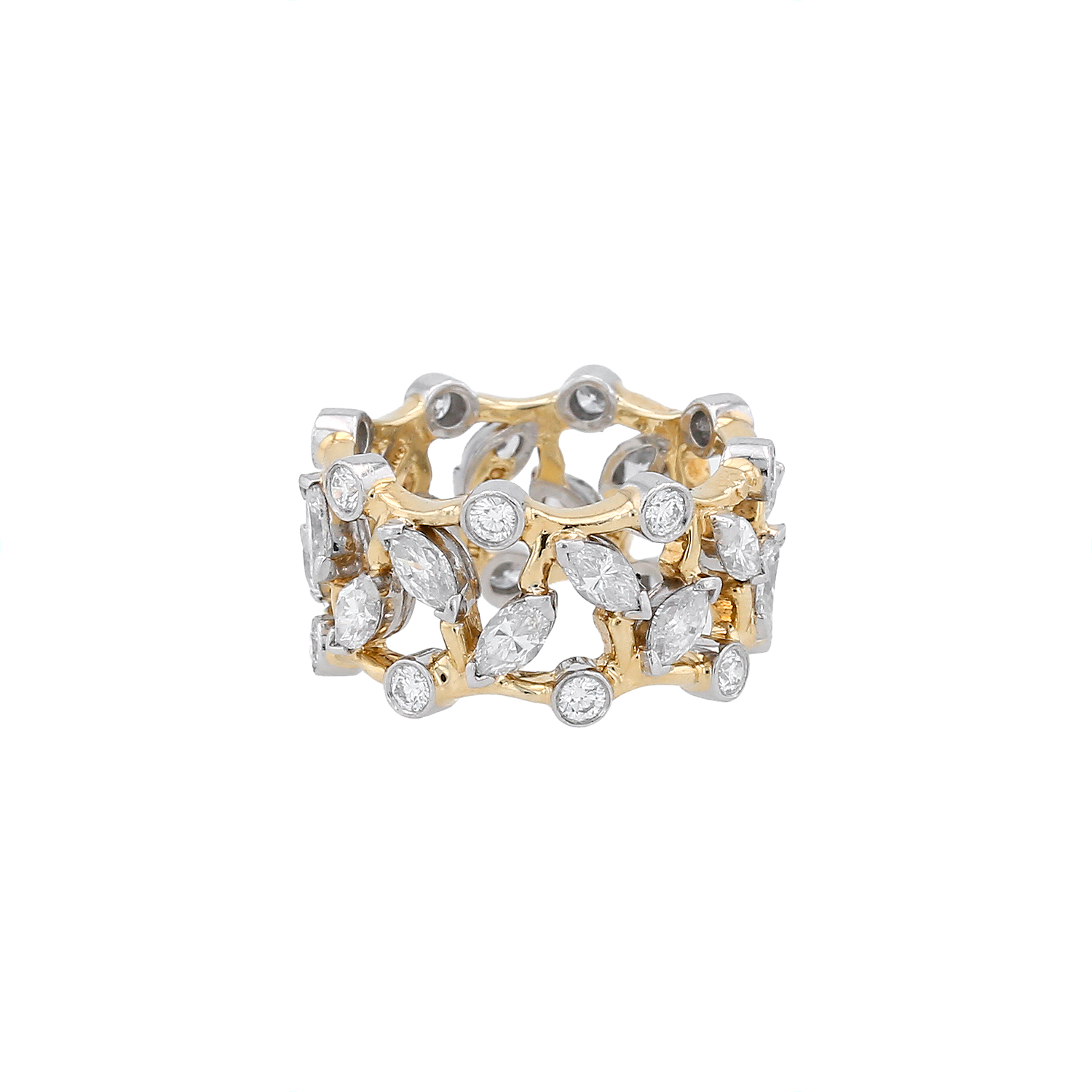 Bague bandeau Tiffany & Co et Jean Schlumberger studios Vigne en platine, or jaune et diamants Bague bandeau Tiffany & Co et Jean Schlumberger studios Vigne en platine, or jaune et diamants