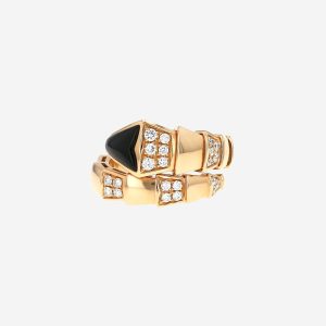 Bague Bulgari Serpenti Viper en or rose, diamants et onyx