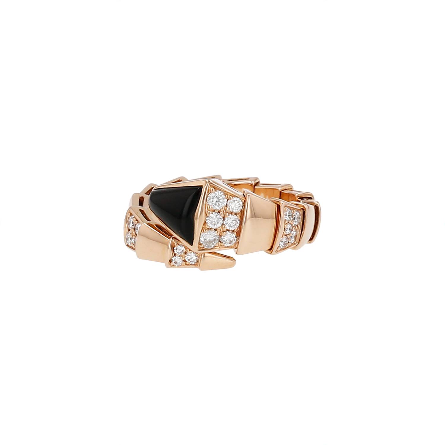 Bague Bulgari Serpenti Viper en or rose, onyx et diamants Bague Bulgari Serpenti Viper en or rose, onyx et diamants
