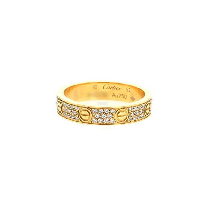 Bague Cartier Love pavé en or jaune et diamants Bague Cartier Love pavé en or jaune et diamants