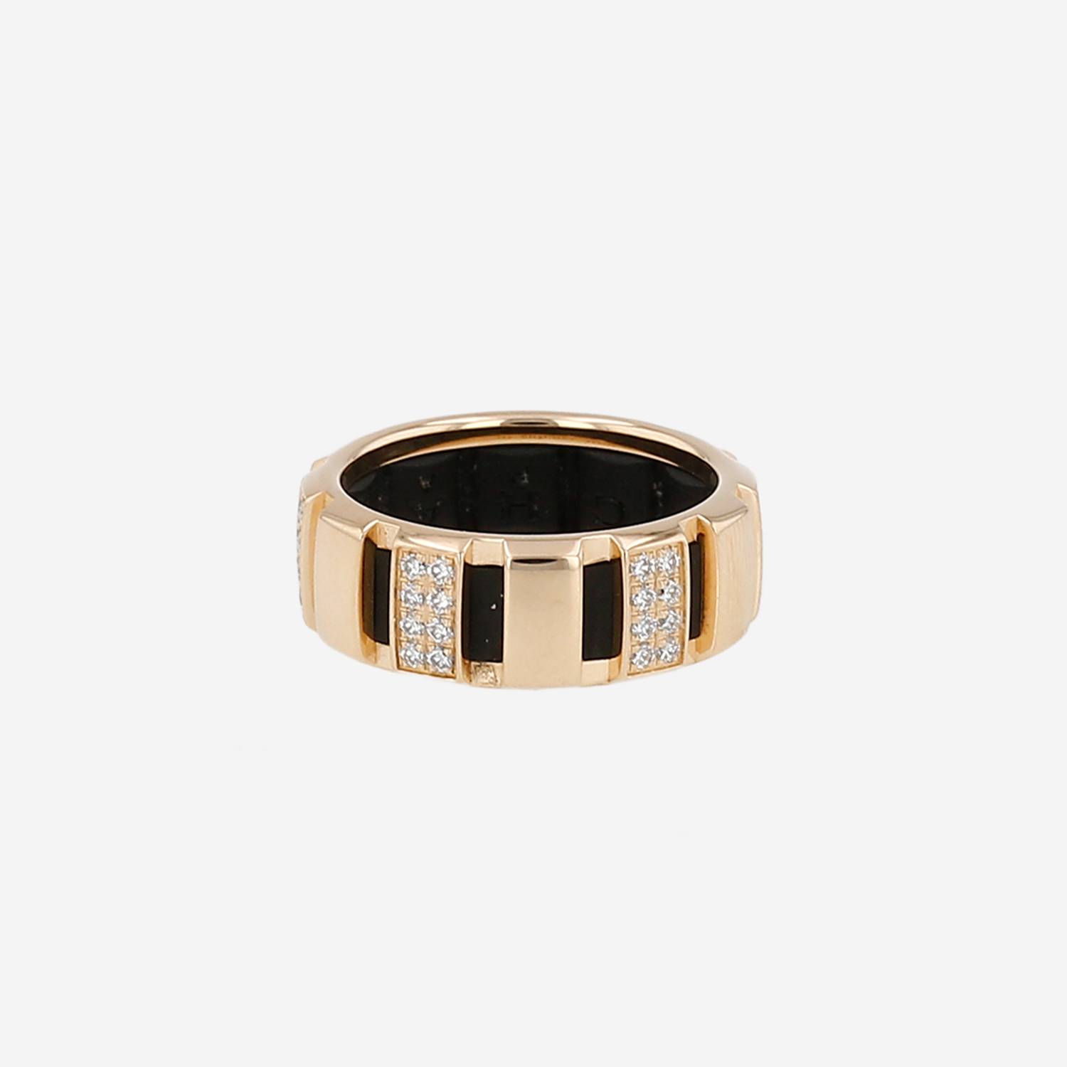 Bague Chaumet Class One petit modèle en or jaune, diamants et caoutchouc Bague Chaumet Class One petit modèle en or jaune, diamants et caoutchouc