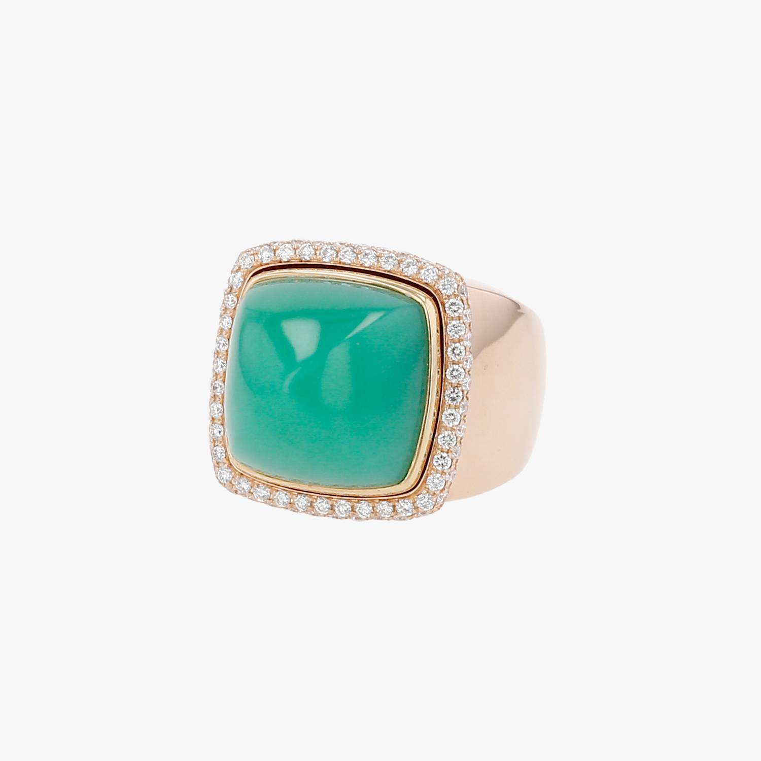 Bague Fred Pain de Sucre grand modèle en or rose, chrysoprase et diamants Bague Fred Pain de Sucre grand modèle en or rose, chrysoprase et diamants