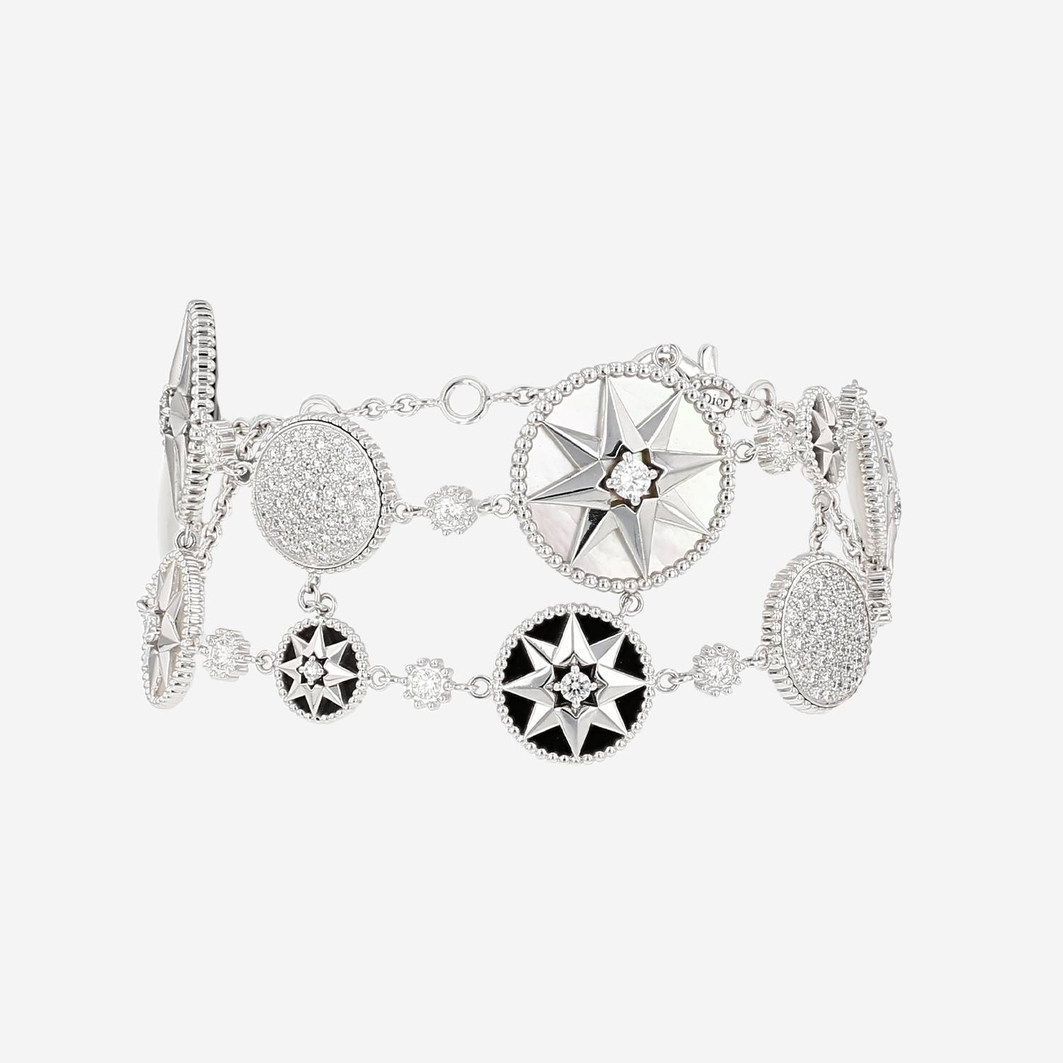 Bracelet Dior Rose des vents en or blanc, nacre, onyx et diamants Bracelet Dior Rose des vents en or blanc, nacre, onyx et diamants