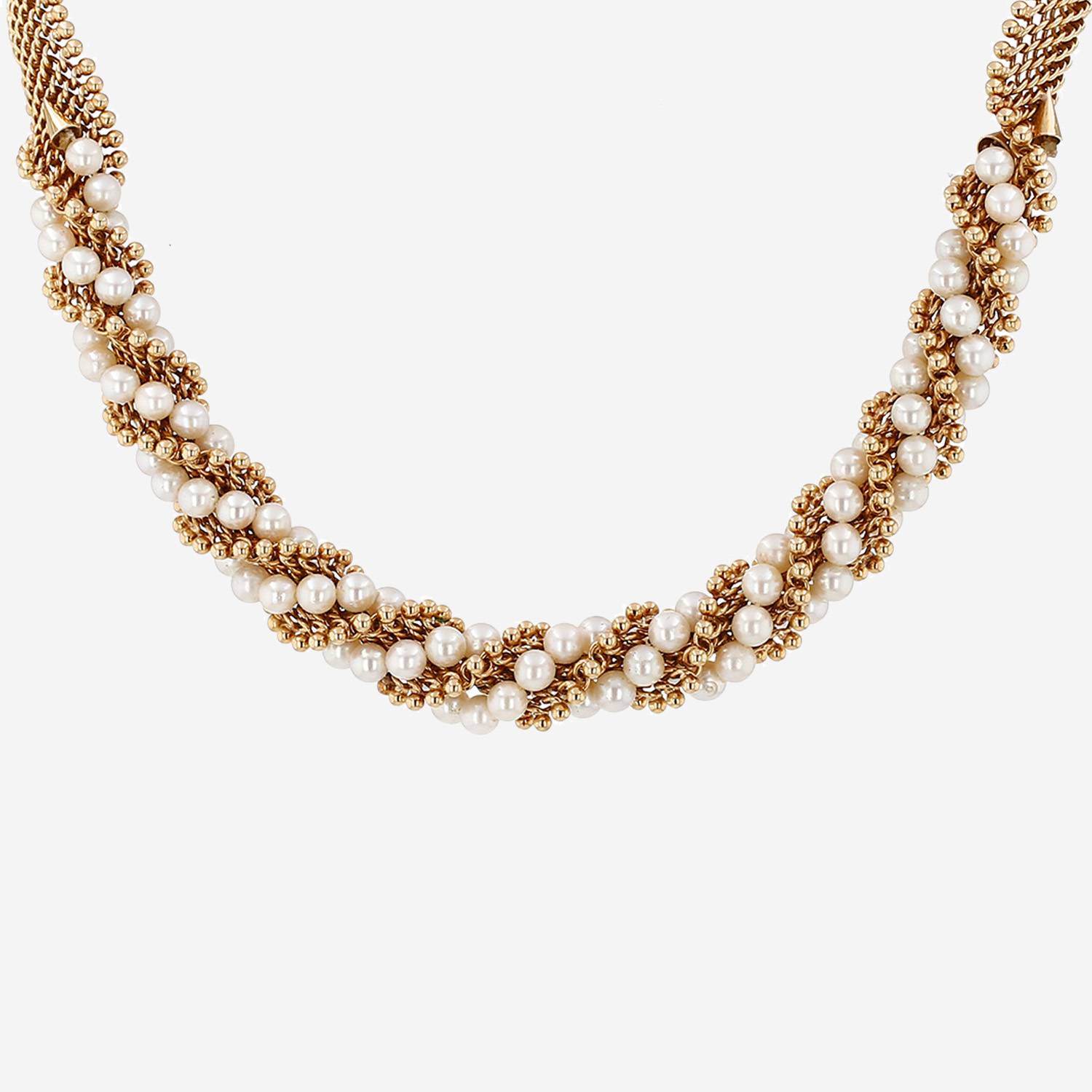Collier années 1960 Piaget en or jaune et perles de culture Collier années 1960 Piaget en or jaune et perles de culture