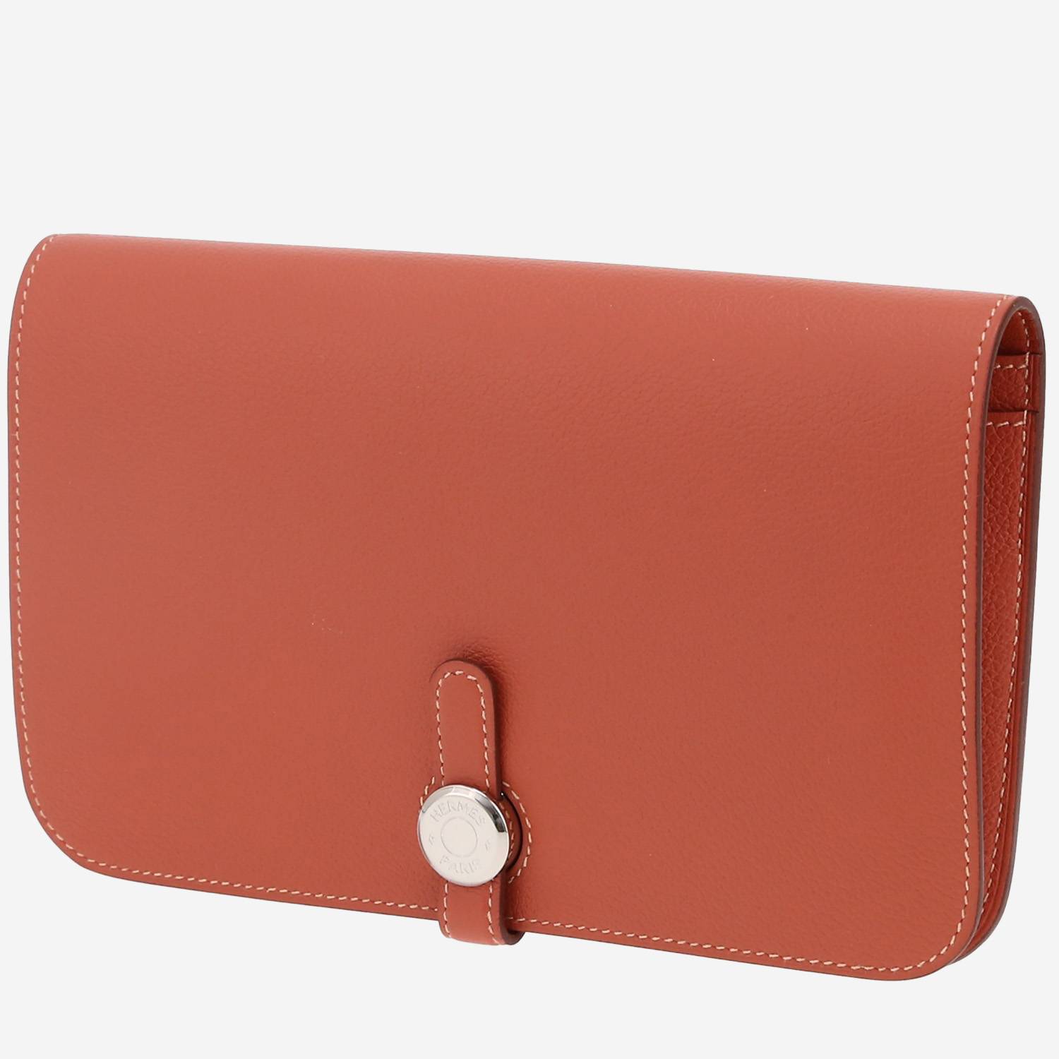 Portefeuille Hermès Dogon en cuir taurillon clémence orange Portefeuille Hermès Dogon en cuir taurillon clémence orange