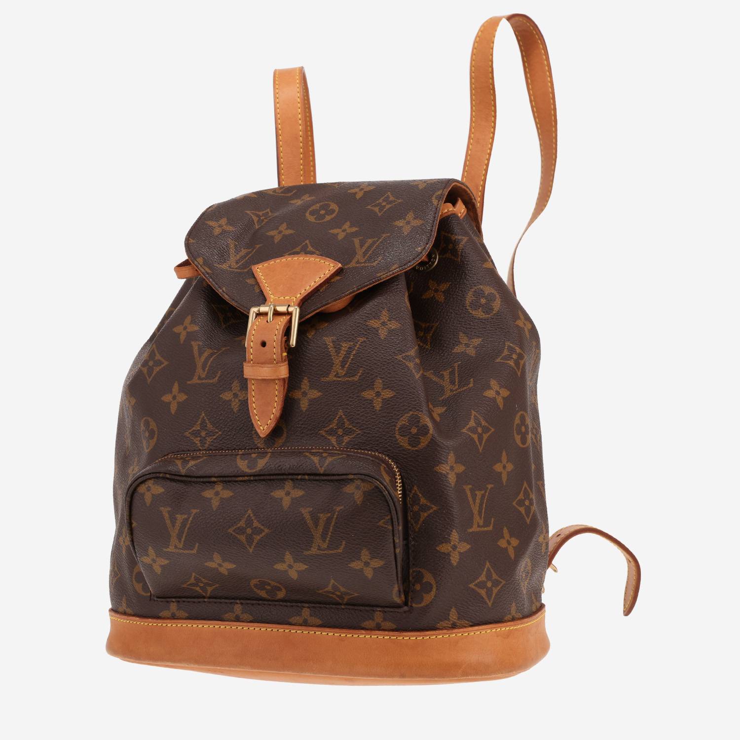 Sac à dos Louis Vuitton Montsouris Backpack en toile monogram marron et cuir naturel Sac à dos Louis Vuitton Montsouris Backpack en toile monogram marron et cuir naturel