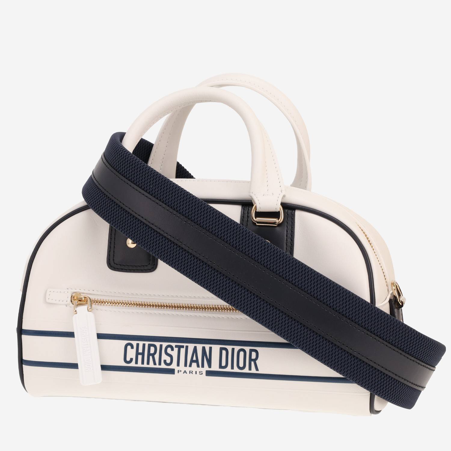 Sac à main Dior Bowling en cuir blanc Sac à main Dior Bowling en cuir blanc