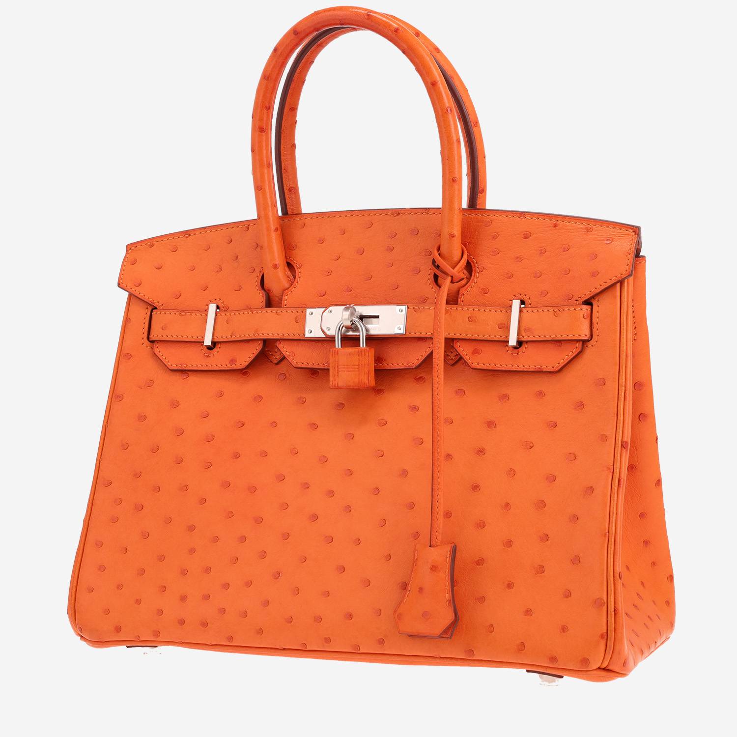 Sac à main Hermès Birkin 30 cm en autruche Tangerine Sac à main Hermès Birkin 30 cm en autruche Tangerine