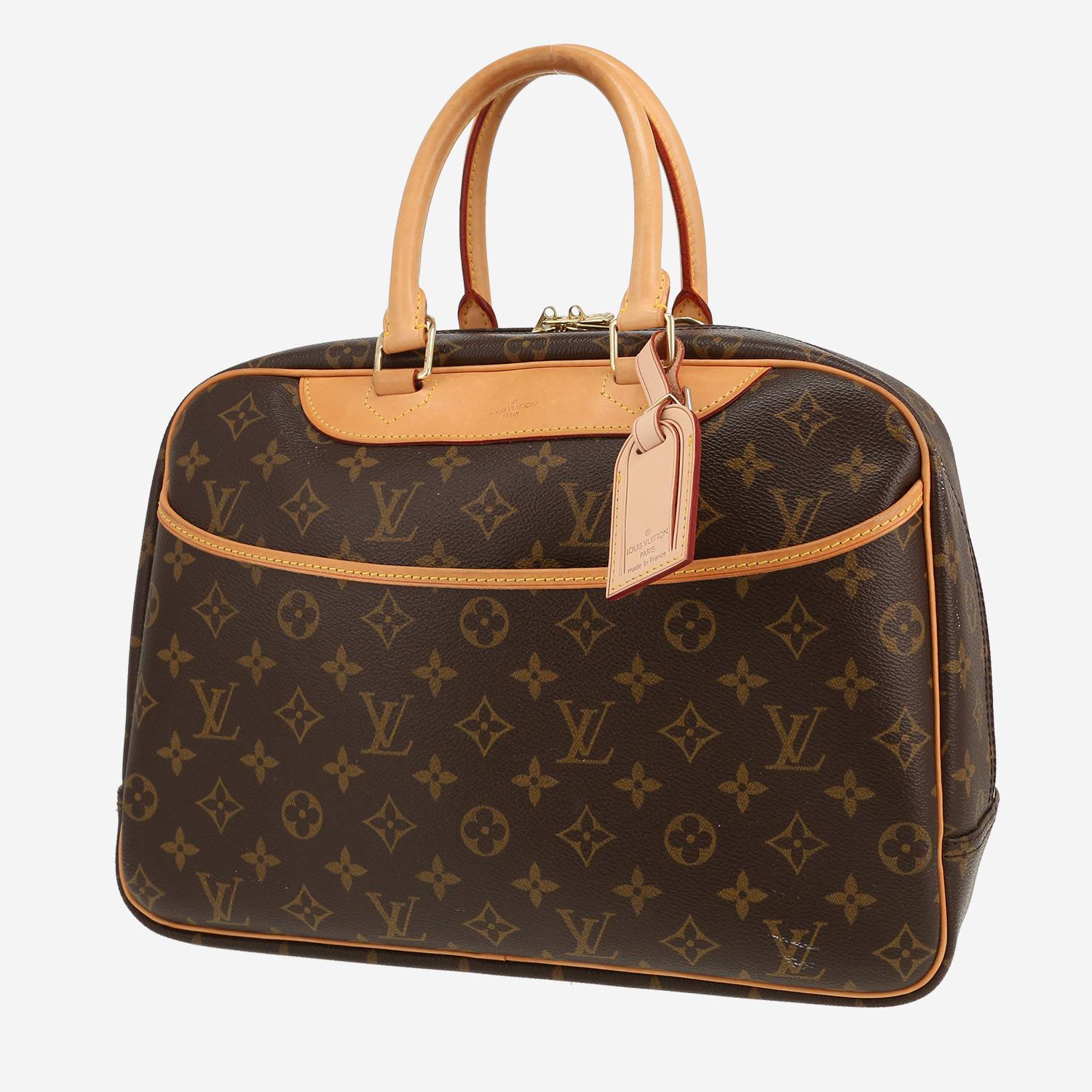 Sac à main Louis Vuitton Deauville en toile monogram marron et cuir naturel Sac à main Louis Vuitton Deauville en toile monogram marron et cuir naturel