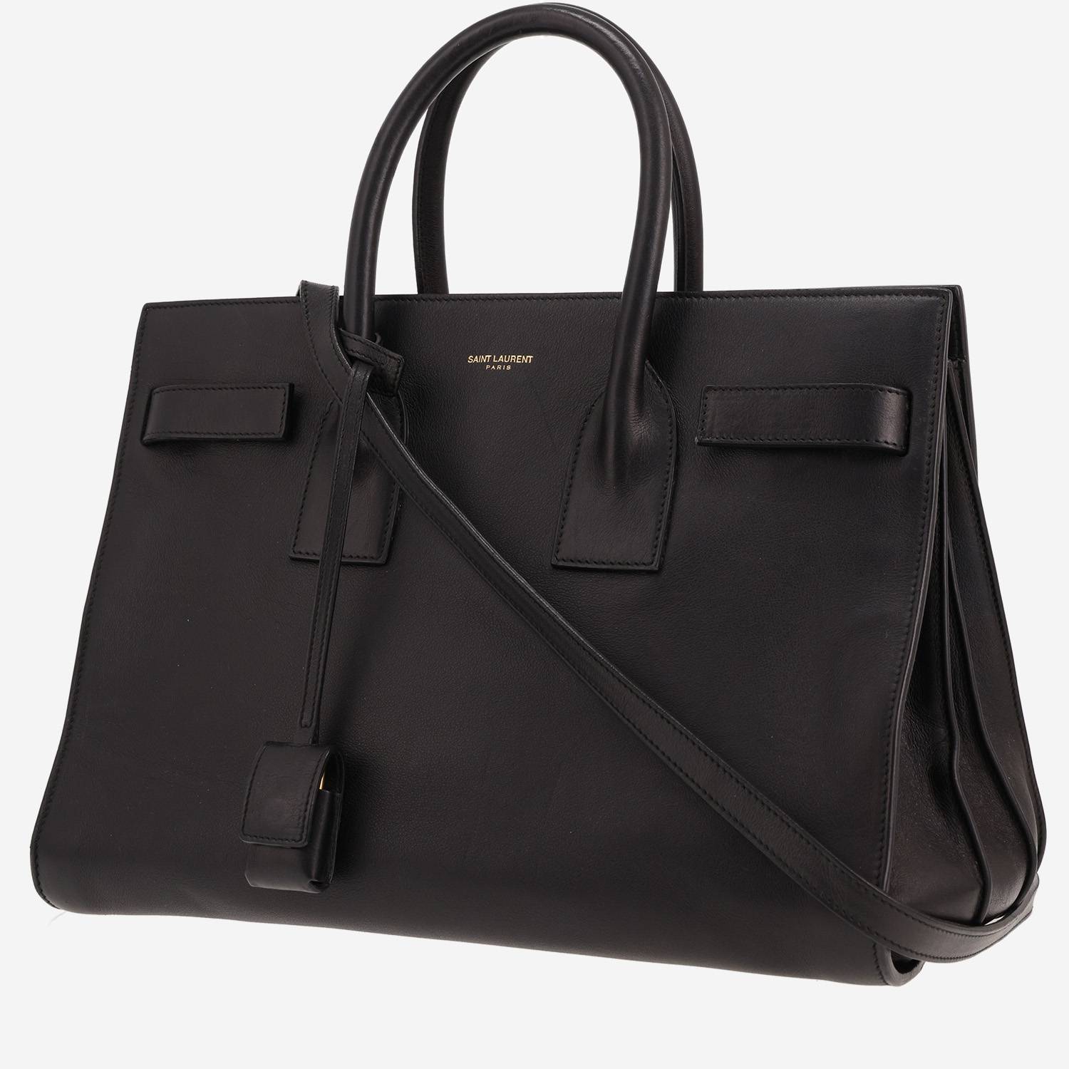 Sac à main Saint Laurent Sac de jour en cuir noir Sac à main Saint Laurent Sac de jour en cuir noir