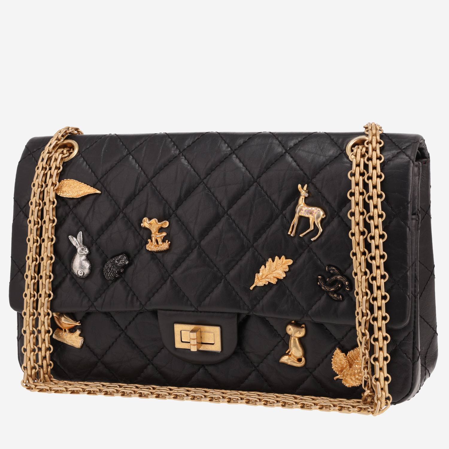 Sac bandoulière Chanel 2.55 en cuir matelassé noir Sac bandoulière Chanel 2.55 en cuir matelassé noir