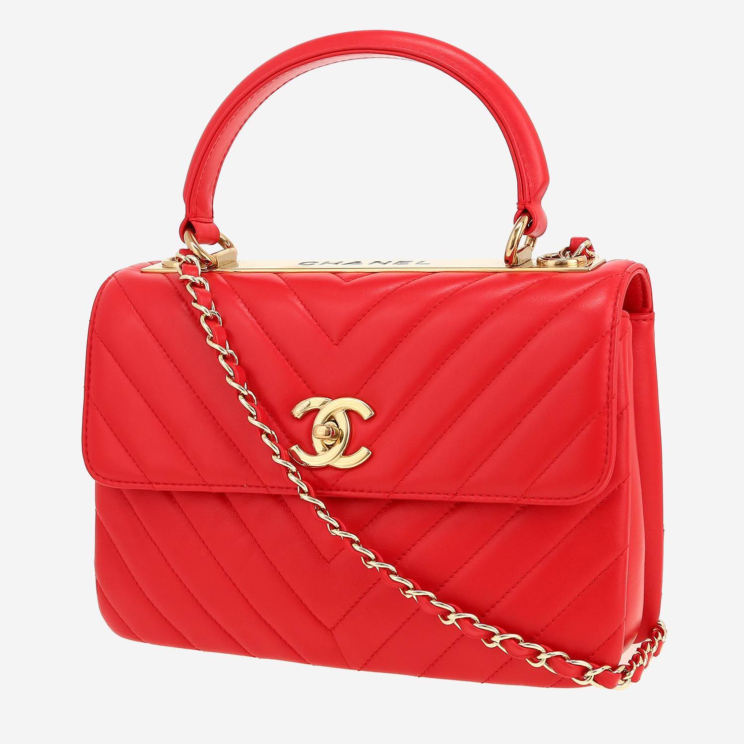 Sac bandoulière Chanel Trendy CC en cuir matelassé rouge Sac bandoulière Chanel Trendy CC en cuir matelassé rouge